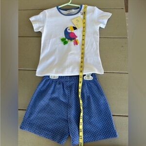 Luigi girls shorts top set blue and white size 5